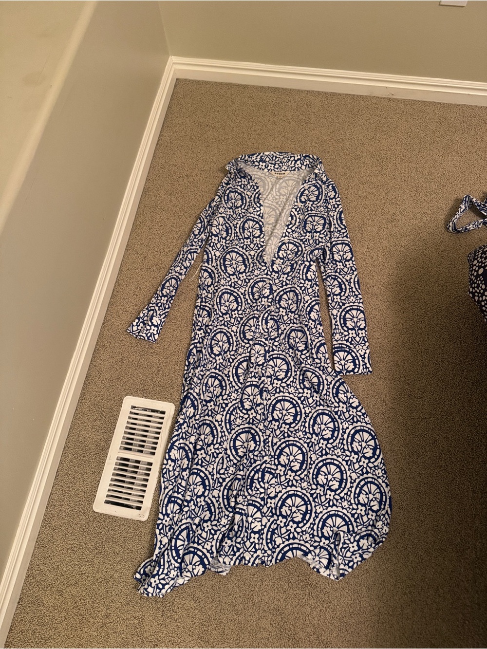 Boden Blue and White Maxi Wrap Dress
